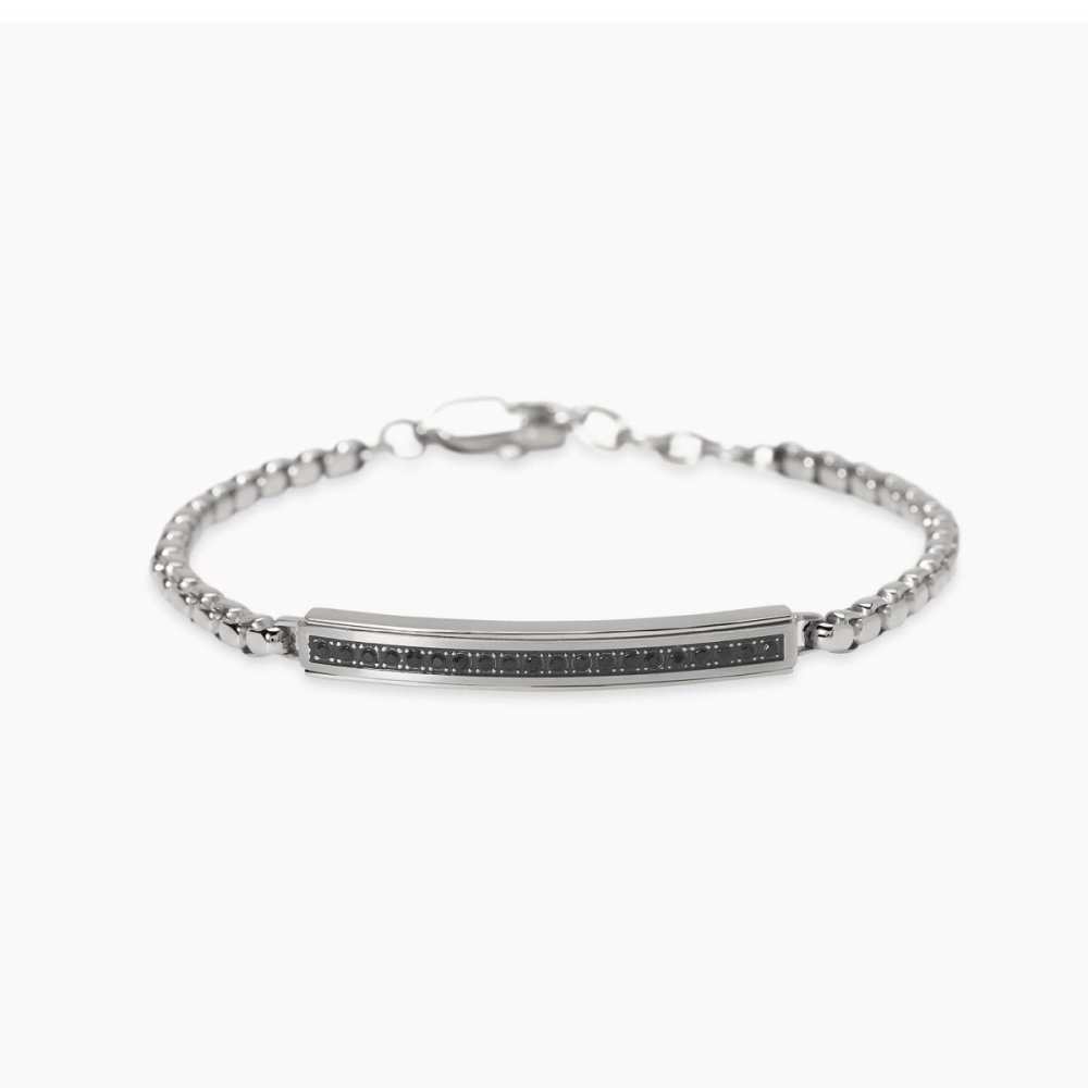 Kidult - Bracciale In Acciaio - Cristalli Neri