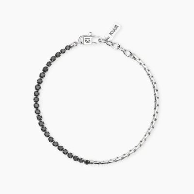 Kidult - Bracciale In Acciaio - Cristalli Neri