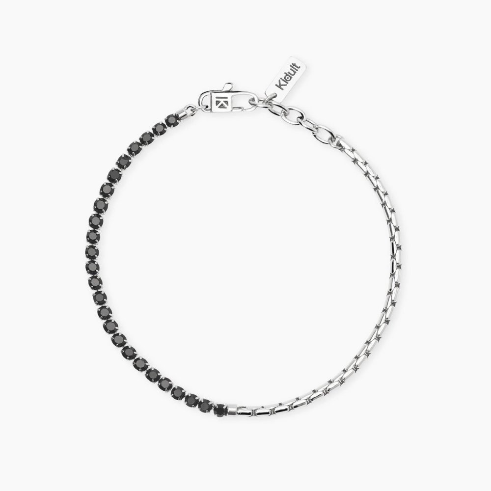 Kidult - Bracciale In Acciaio - Cristalli Neri