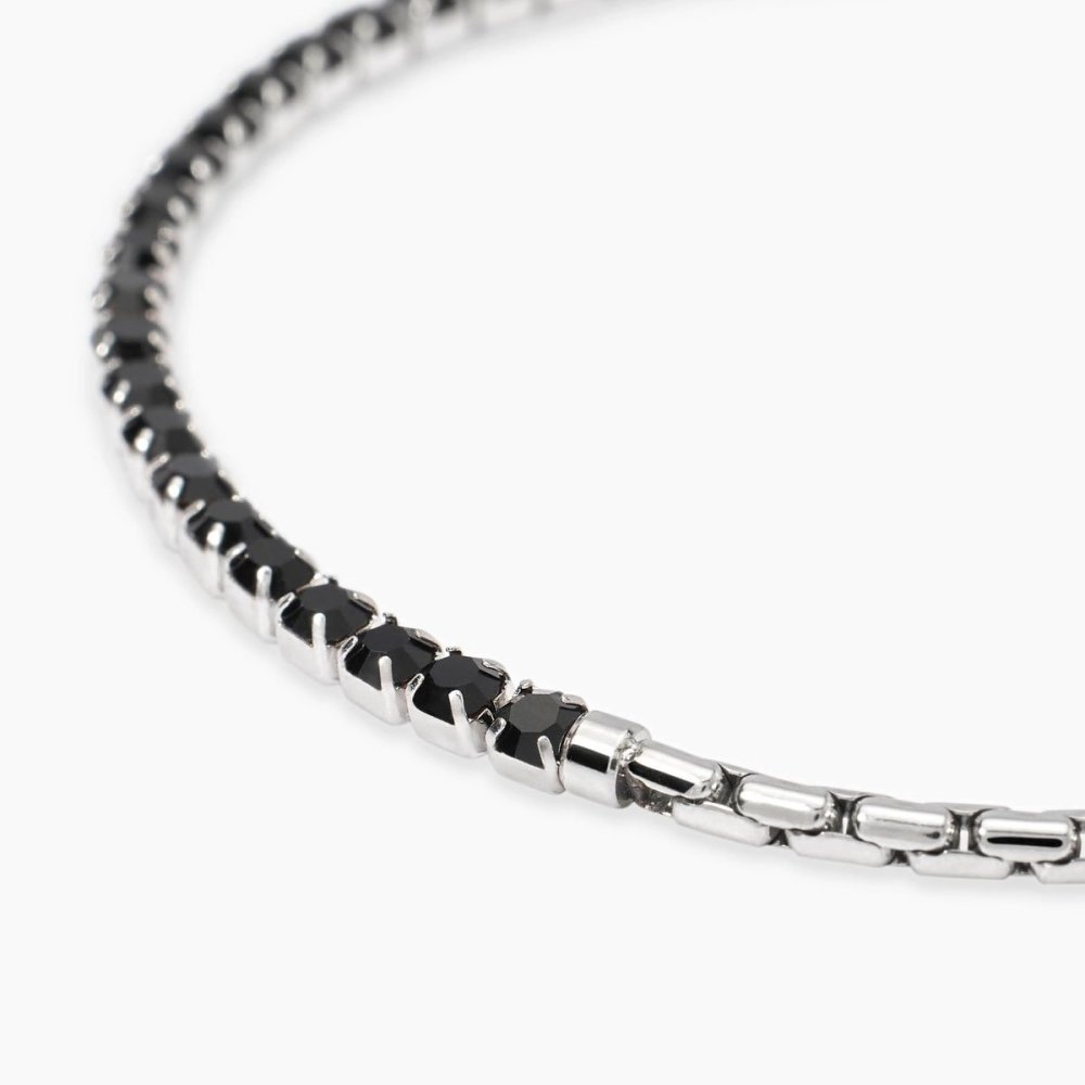 Kidult - Bracciale In Acciaio - Cristalli Neri