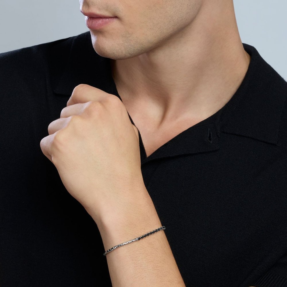 Kidult - Bracciale In Acciaio - Cristalli Neri