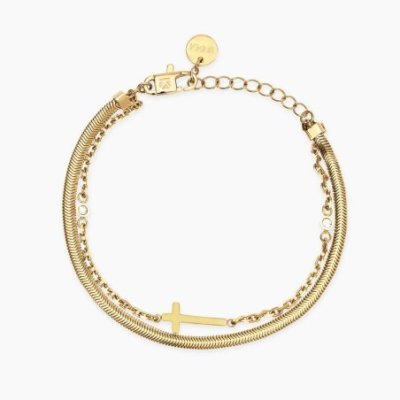 Kidult - Bracciale In Acciaio - Pvd Giallo - Cristalli
