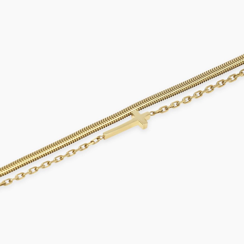 Kidult - Bracciale In Acciaio - Pvd Giallo - Cristalli