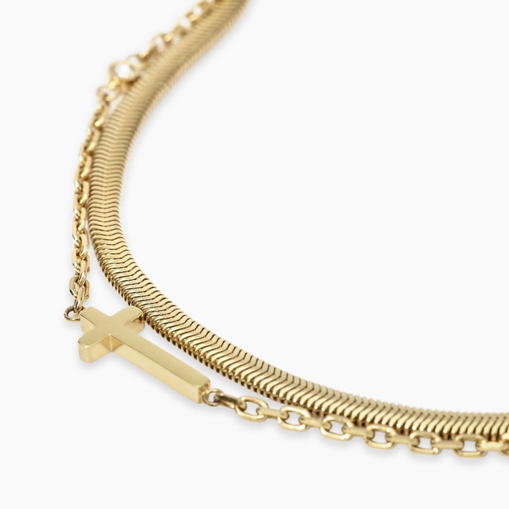 Kidult - Bracciale In Acciaio - Pvd Giallo - Cristalli