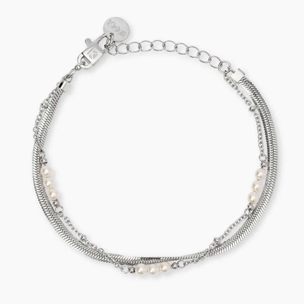 Kidult - Bracciale In Acciaio - Perle Conchiglia