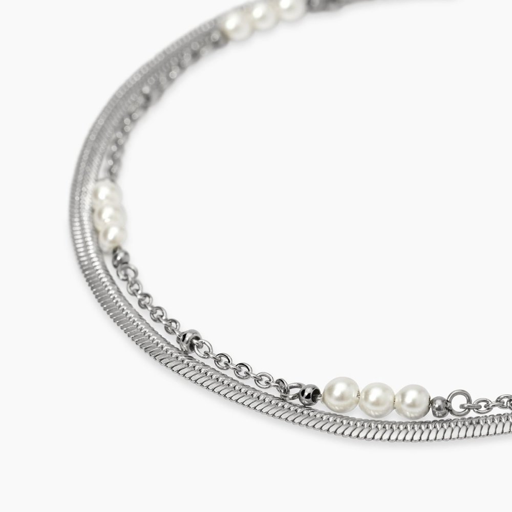 Kidult - Bracciale In Acciaio - Perle Conchiglia