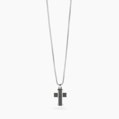 Kidult - Collana In Acciaio - Pvd Nero - Cristalli