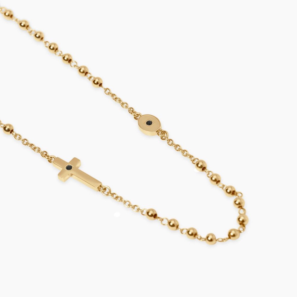 Kidult - Collana In Acciaio - Pvd Giallo - Cristalli