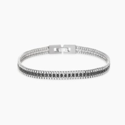 Kidult - Bracciale In Acciaio - Cristalli Neri