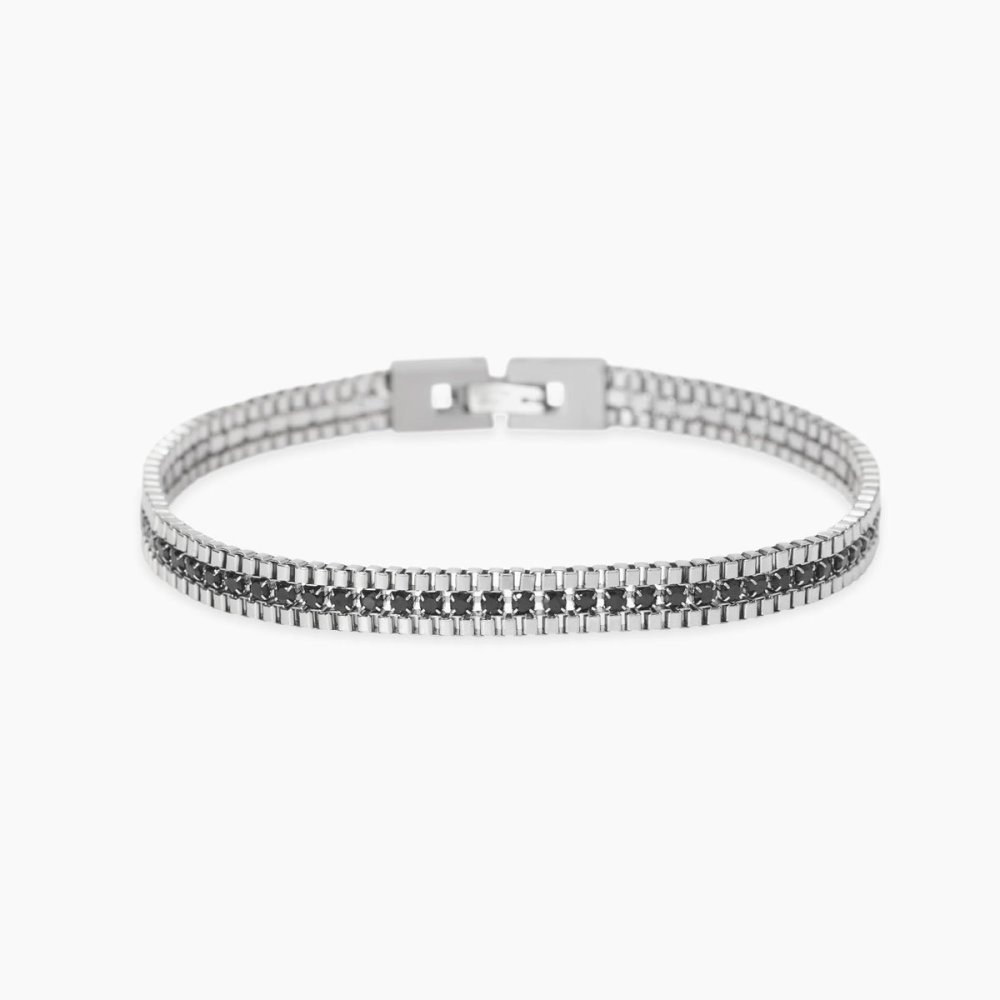 Kidult - Bracciale In Acciaio - Cristalli Neri