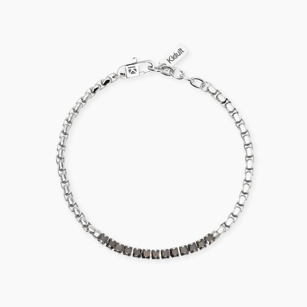 Kidult - Bracciale Acciaio - Cristalli Neri