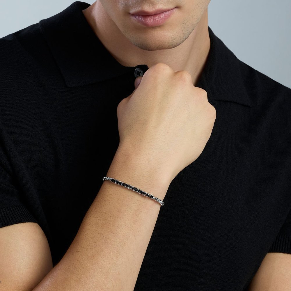 Kidult - Bracciale Acciaio - Cristalli Neri