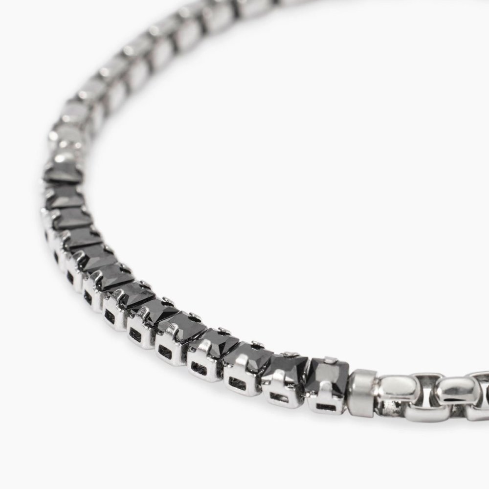 Kidult - Bracciale Acciaio - Cristalli Neri