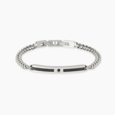 Kidult - Bracciale In Acciaio - Pvd Nero - Cristalli