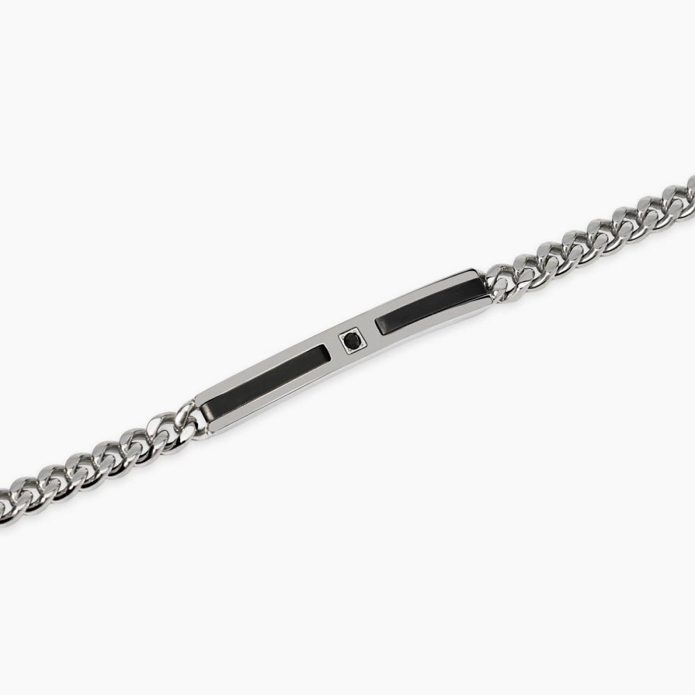 Kidult - Bracciale In Acciaio - Pvd Nero - Cristalli