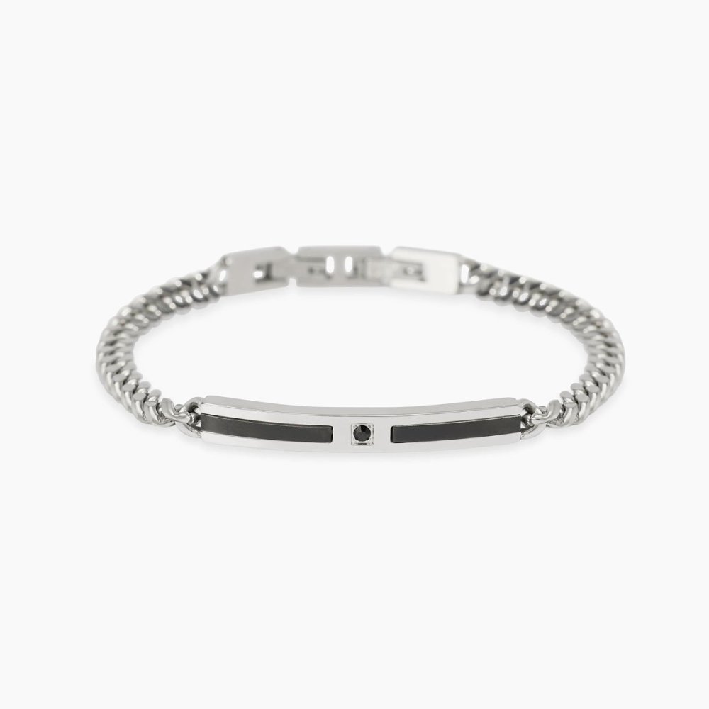 Kidult - Bracciale In Acciaio - Pvd Nero - Cristalli