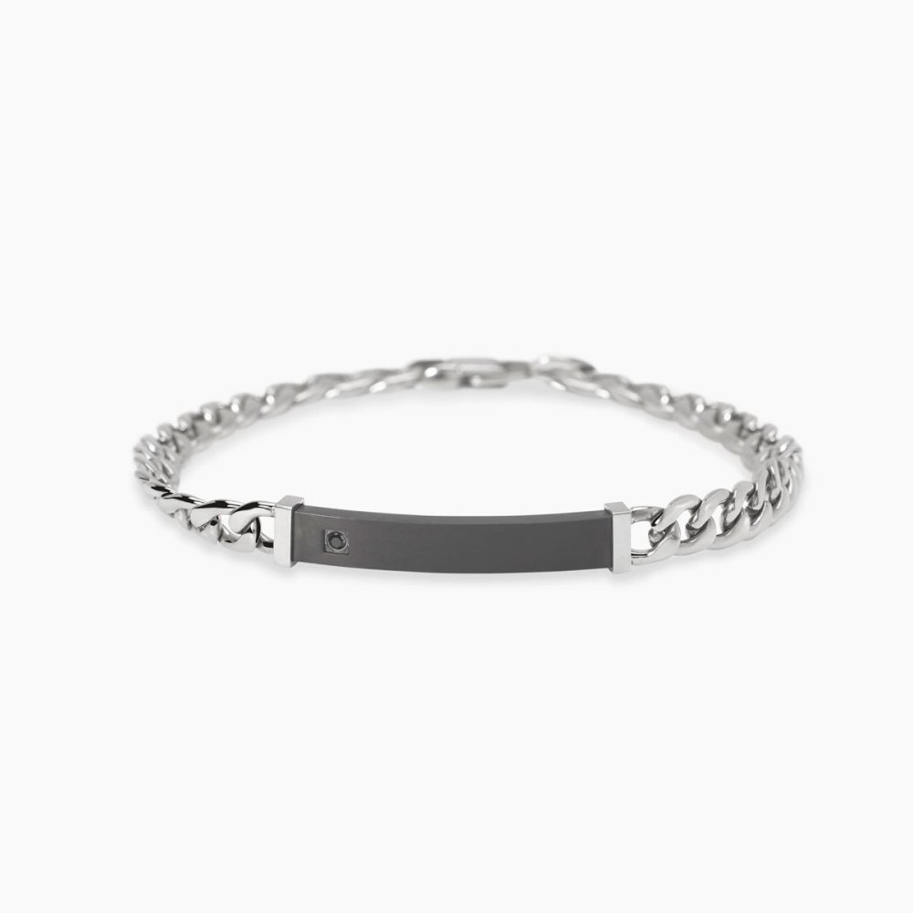 Kidult - Bracciale In Acciaio - Pvd Nero - Cristalli