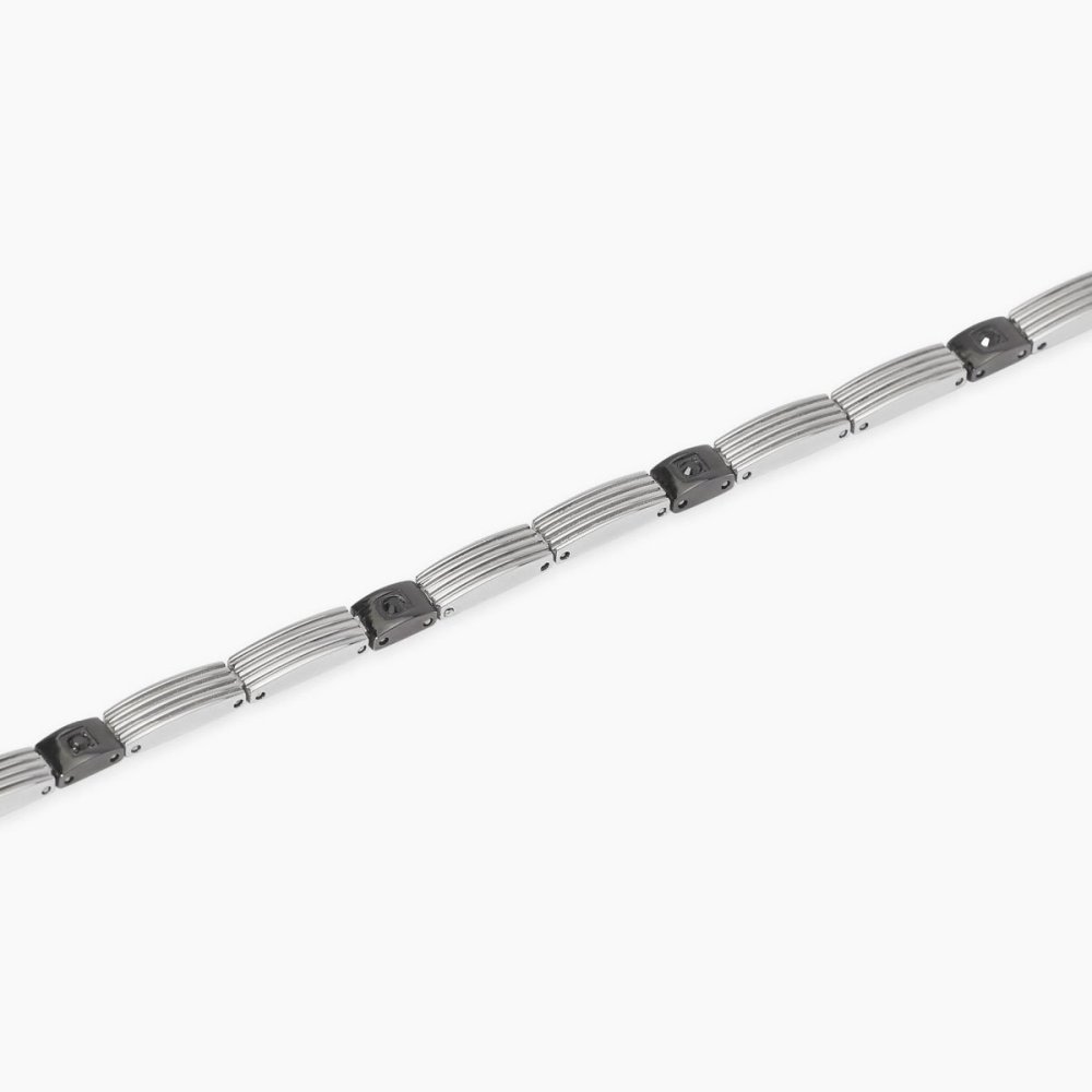 Kidult - Bracciale In Acciaio - Pvd Nero - Cristalli