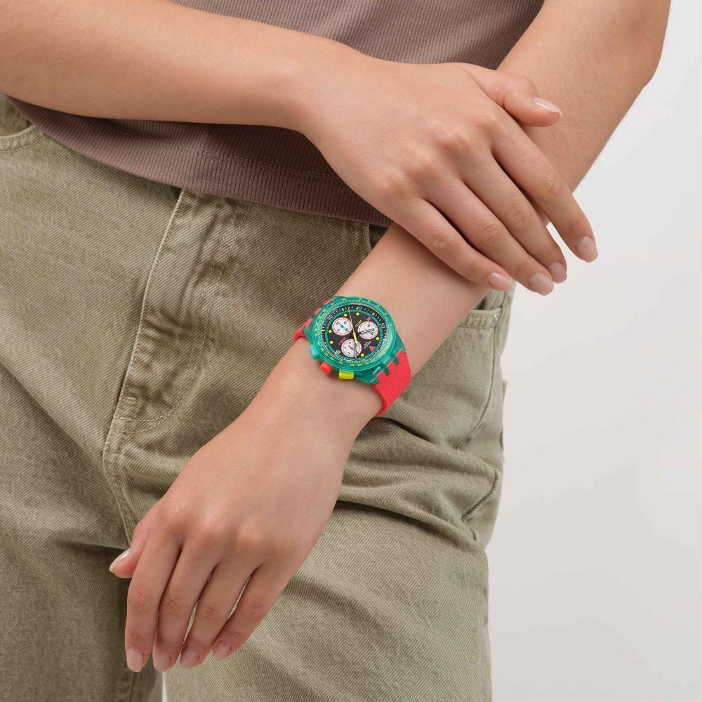 Swatch - Neon Emerald Chrono - Verde - Rosso