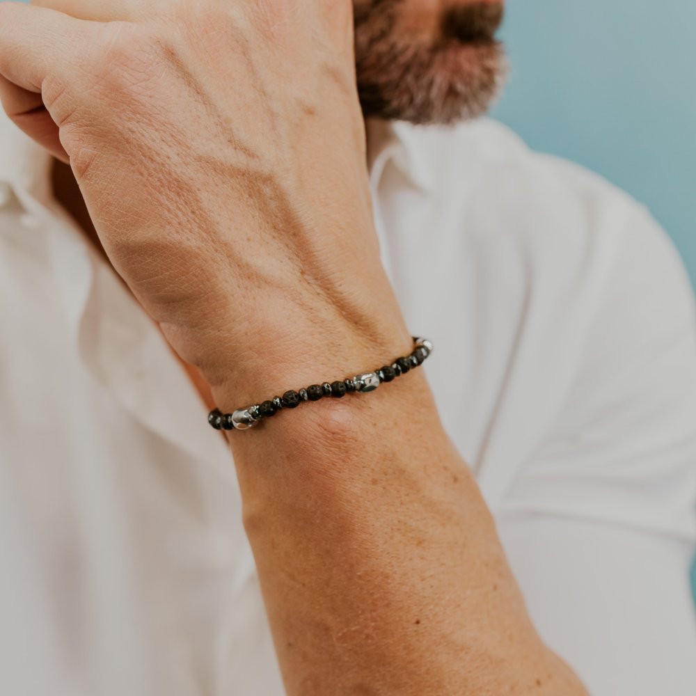 Comete Gioielli - Bracciale Acciaio - Pietra Lavica