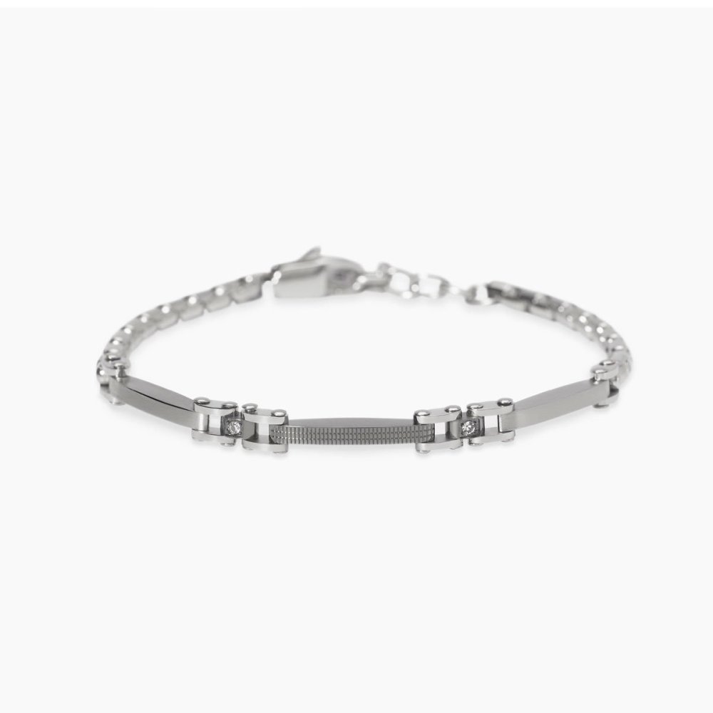 Kidult - Bracciale In Acciaio - Pvd Gunmetal - Cristalli