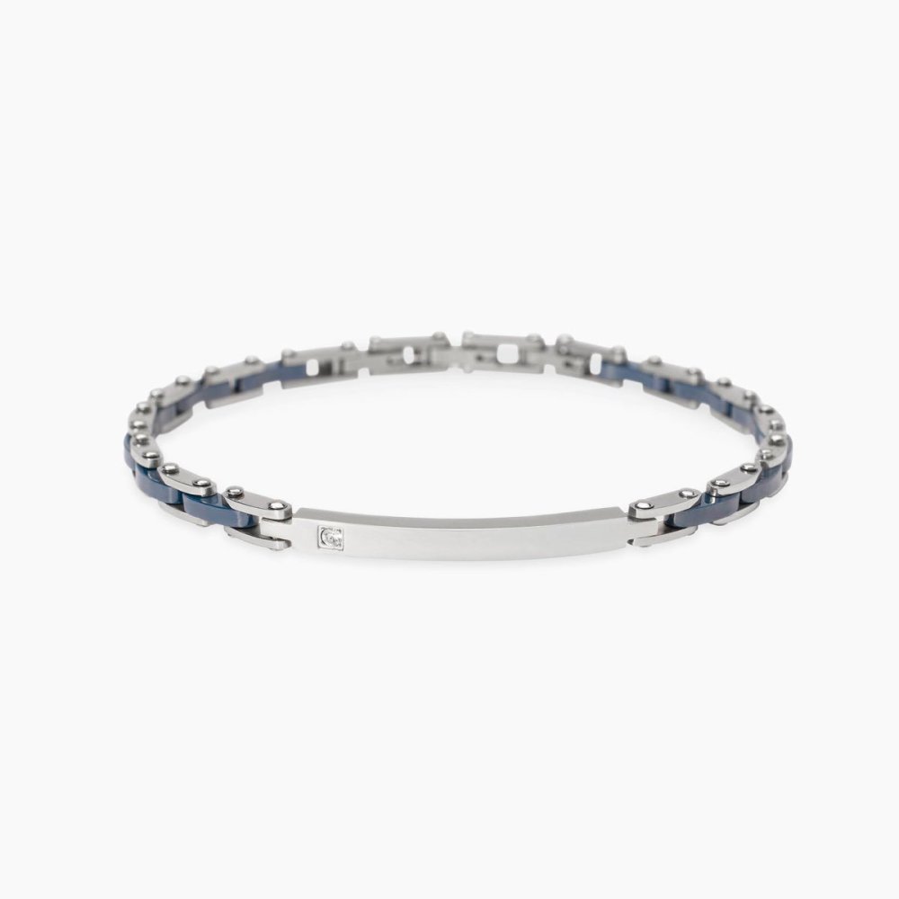 Kidult - Bracciale In Acciaio - Ceramica Blu