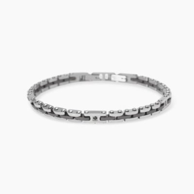 Kidult - Bracciale In Acciaio - Cristalli Neri
