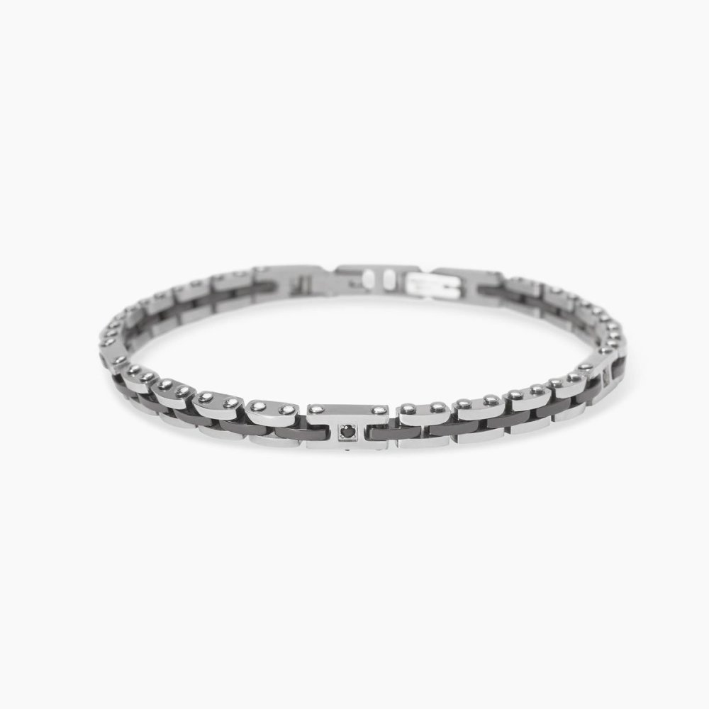 Kidult - Bracciale In Acciaio - Cristalli Neri