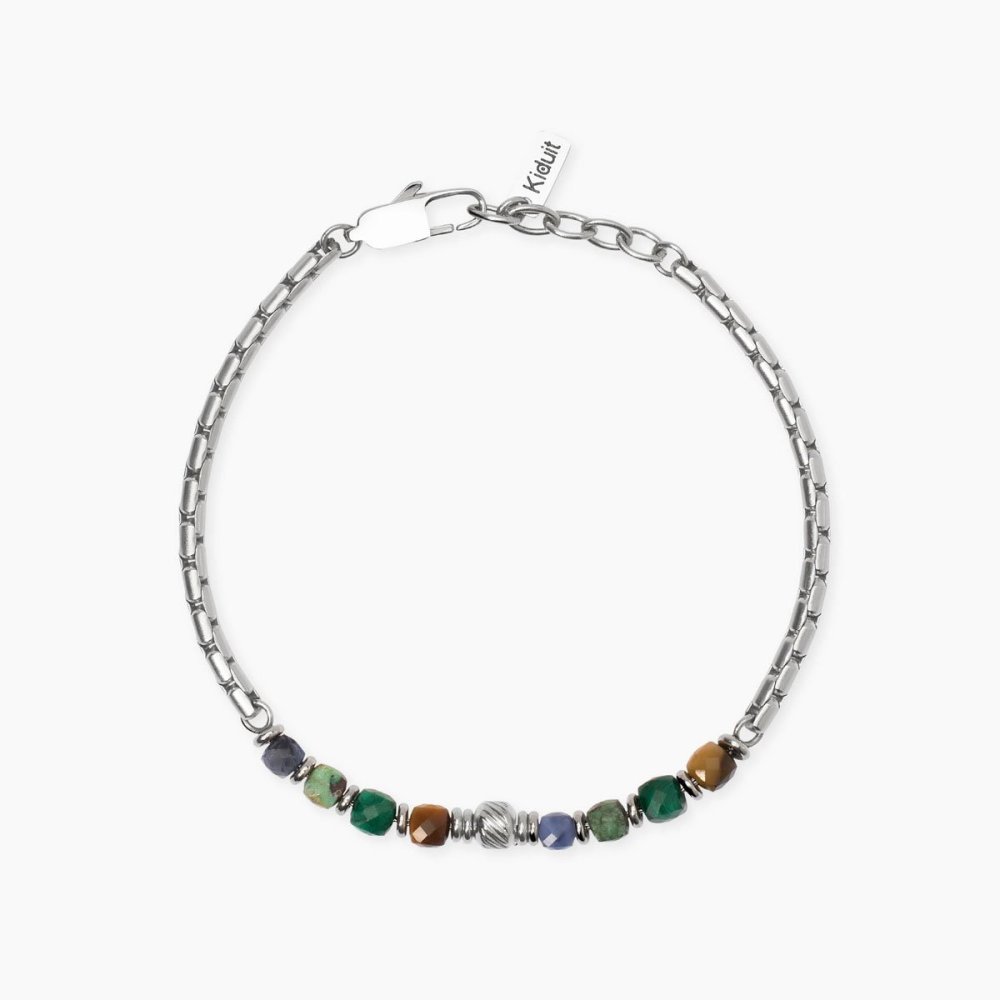 Kidult - Bracciale In Acciaio - Pietre Multicolor