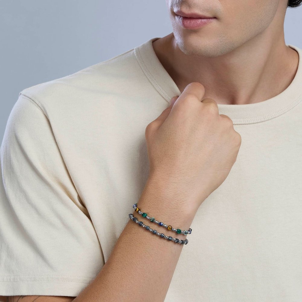 Kidult - Bracciale In Acciaio - Pietre Multicolor