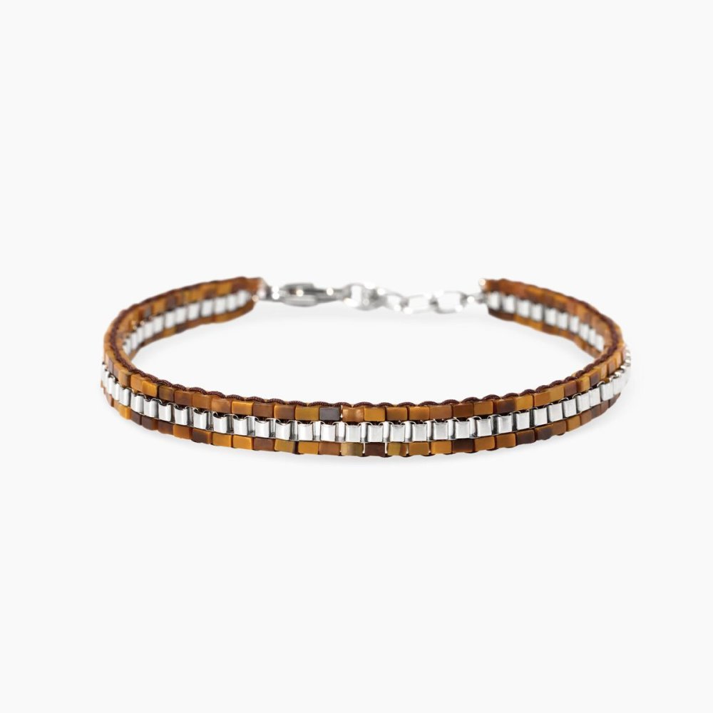 Kidult - Bracciale In Acciaio 316L - Nylon - Occhio Di Tigre