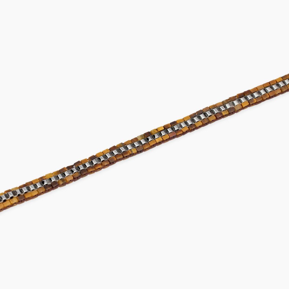 Kidult - Bracciale In Acciaio 316L - Nylon - Occhio Di Tigre