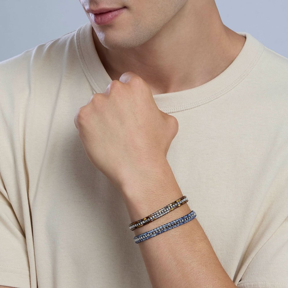 Kidult - Bracciale In Acciaio 316L - Nylon - Occhio Di Tigre