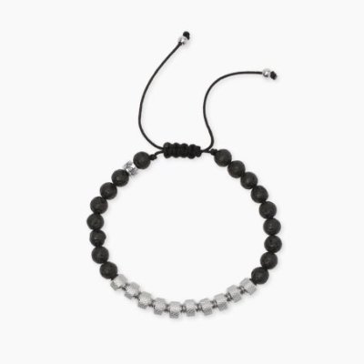 Kidult - Bracciale In Acciaio - Pietra Lavica - Nylon
