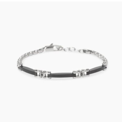 Kidult - Bracciale In Acciaio - Pvd Nero - Cristalli