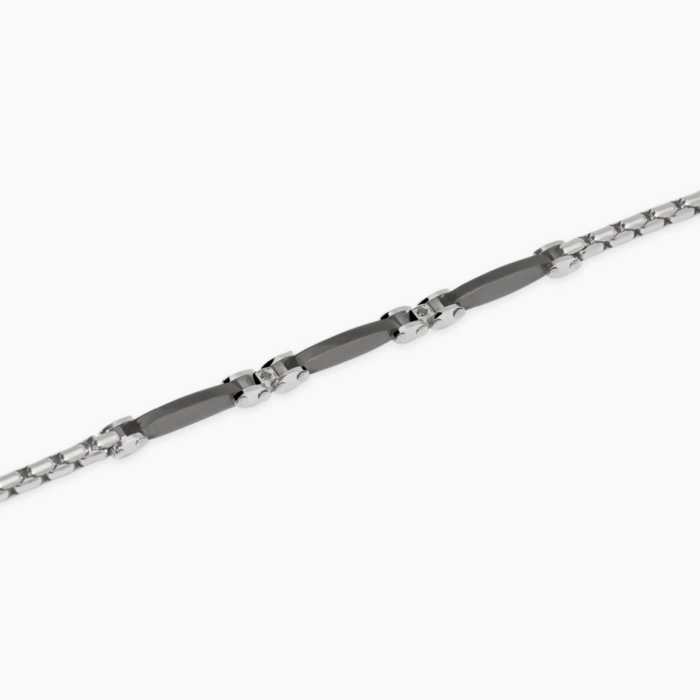Kidult - Bracciale In Acciaio - Pvd Nero - Cristalli