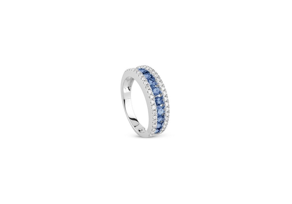 Salvini - Anello Classico - Oro Bianco - Diamante/Zaffiro