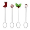 Wd Lifestyle - Set 4 Cucchiaini - Decoro Natalizio - Vetro