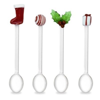 Wd Lifestyle - Set 4 Cucchiaini - Decoro Natalizio - Vetro