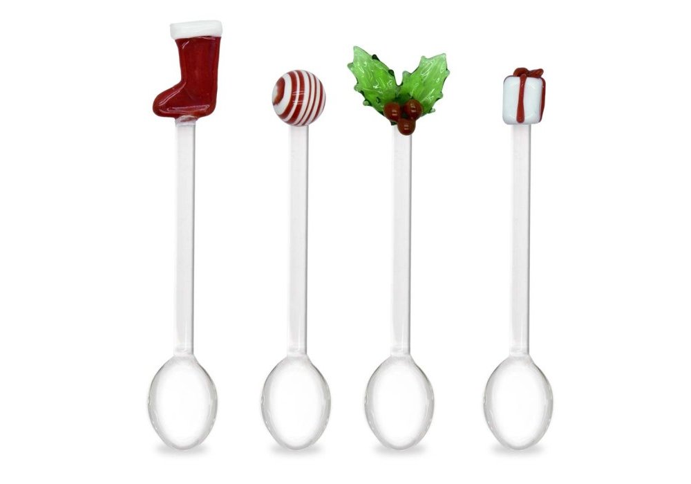 Wd Lifestyle - Set 4 Cucchiaini - Decoro Natalizio - Vetro