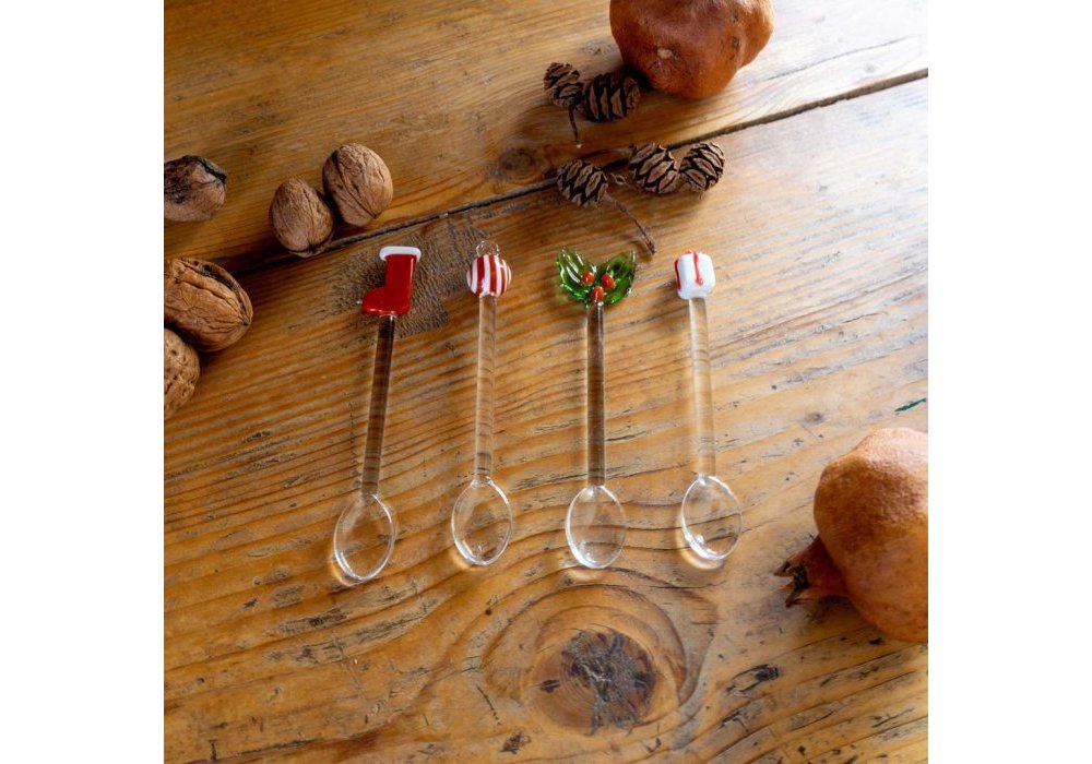 Wd Lifestyle - Set 4 Cucchiaini - Decoro Natalizio - Vetro