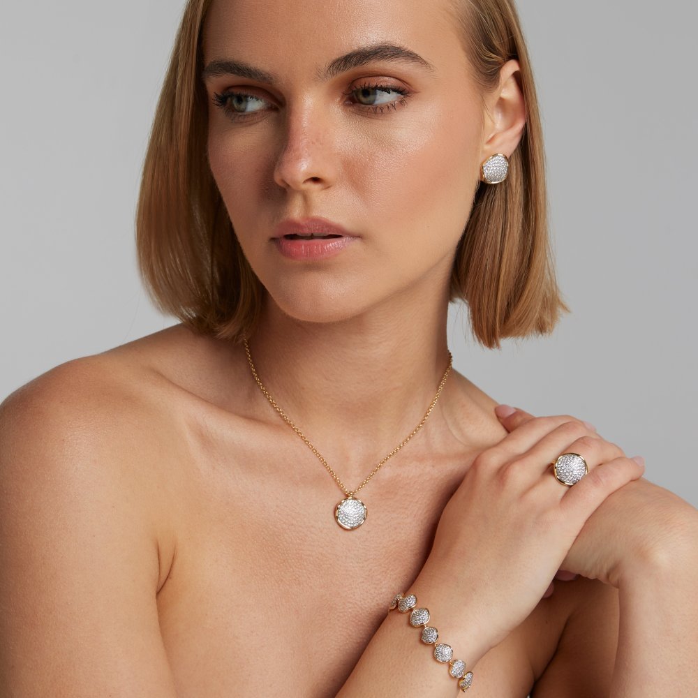 Sogni - Collana Disco - Argento Dorato - Zirconi