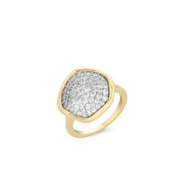 Sogni - Anello Disco Piccolo - Argento Dorato - Zirconi