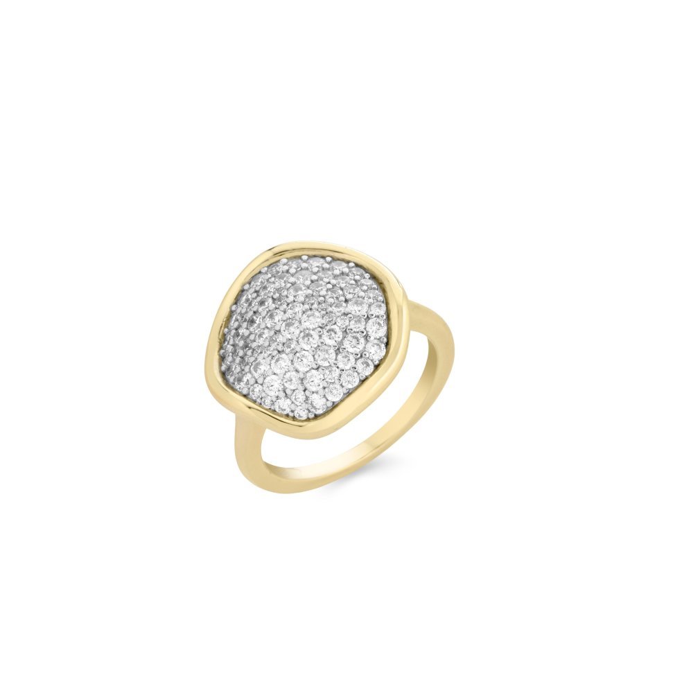 Sogni - Anello Disco Piccolo - Argento Dorato - Zirconi