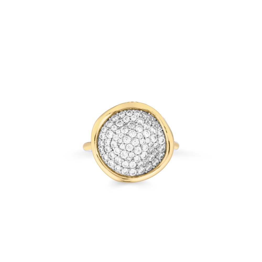 Sogni - Anello Disco Piccolo - Argento Dorato - Zirconi