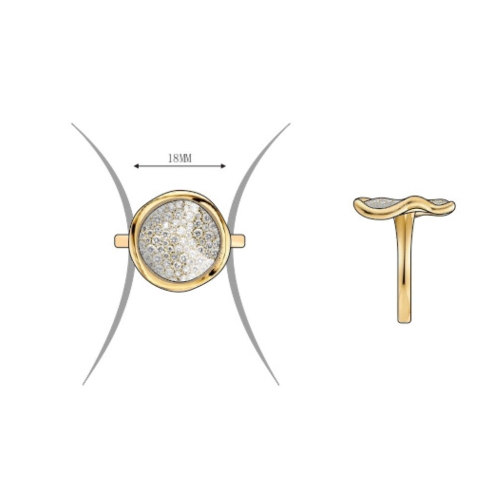 Sogni - Anello Disco Piccolo - Argento Dorato - Zirconi