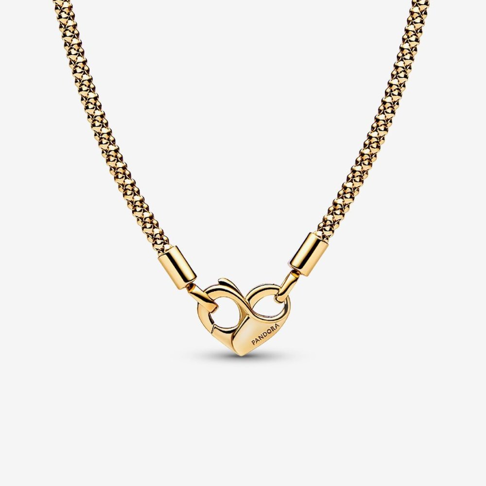 Collana Maglia Geometrica con Chiusura Moschettone a Cuore