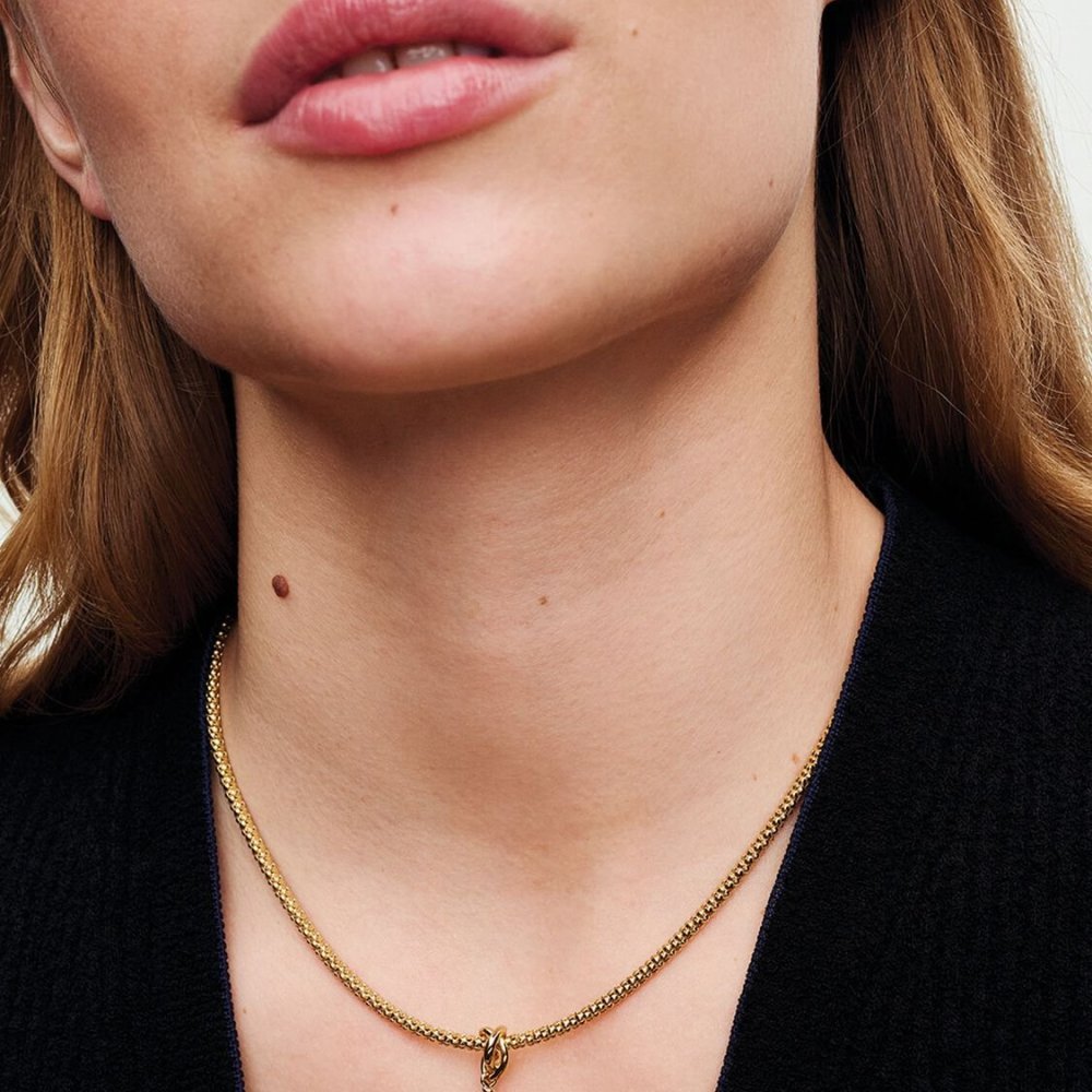 Collana Maglia Geometrica con Chiusura Moschettone a Cuore