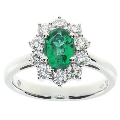 Damiani - Anello In Oro Bianco - Diamante/Smeraldo