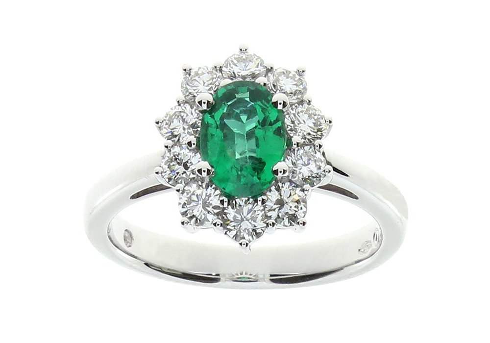 Damiani - Anello In Oro Bianco - Diamante/Smeraldo